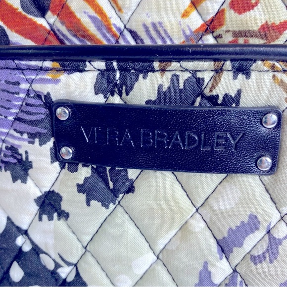 Women’s Vera Bradley Painted Feather Black Trimmed Multi-ColorTote Bag size M - Picture 3 of 5